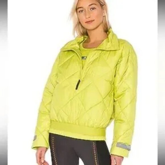 Womens Stella McCartney Half Green Quilted 1/4 Zip Padded Pull-On Puff Jacket XS